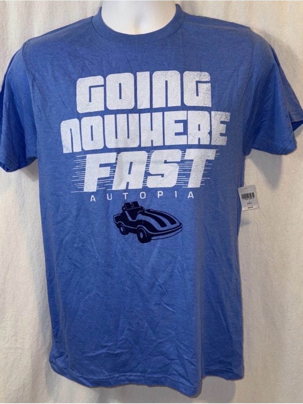 Brand New Disneyland Autopia “Going Nowhere Fast” Blue T Shirt Size Small